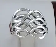 LARGE .925 STERLING SILVER WOVEN KNOT RING size 8 style# r2205