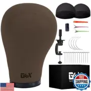 GEX 20"-24" Canvas Cork Wig Block Mannequin Head for Wig Making Drying Stylin