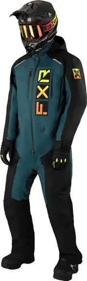 FXR Recruit F.A.S.T. Insulated One Piece Snowmobile Suit, green-yellow, Size M for Men Green Yellow