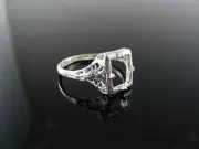 5796 RING SETTING STERLING SILVER SIZE 8, 8X6 MM EMERALD STONE