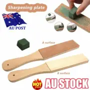 Dual Sided Leather Blade Strop Cutter Razor Sharpener Polishing Wooden Handle FZ