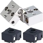 Newwish CR-6 SE Plated Copper Heater Block Ender 3 Neo Upgrade Block with Silicone Sock for CR-6 SE/CR-6 MAX/CR-5 Pro/Ender 3 Neo/V2 Neo/Max Neo/CR10 Smart Cartridge Sensor.(2PCS)