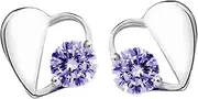 Earring Hoop,Nose Lip Rings,Stud Earrings,Jewellery for Women, Earrings Small Love Earrings Women Sweet Flower Zircon Earrings for Families Friends (Color : Purple, Size : One Size)