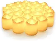 Neween Battery Operated LED Tealights, Pack of 24, Flameless Tea Lights with Warm White Light, Electric Candles Realistic for Wedding, Table, Gift, Outdoor