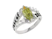 10k or 14k Gold Simulated Peridot Birthstone Class of 2025 Graduation Ring