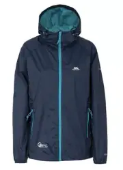 Women’s Trespass Qikpac Packable Waterproof Jacket Coat Navy Blue UK Size Large