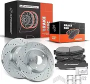 A-Premium 11.65 inch (295.8mm) Front Drilled and Slotted Disc Brake Rotors + Ceramic Pads Kit Compatible with Nissan Models - Rogue 2008 2009 2010 2011 2012 2013, 2.5L, 6-PC Set