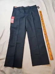Dickies Flex Pants Mens 38x32 Navy Blue Twill Work6 Straight Leg Stretch Trouser