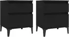 Nightstand Set of 2, End Table Set of 2, Sofa Side Table Accent Table with 2 Dra