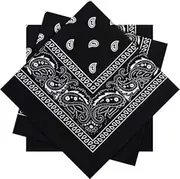 [AAMERA] Pack of 3 Black mens bandana scarf bandana scarf bandana headband mens XL Montana Paisley, Black, One Size