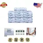 Elegant 100% Cotton Percale Weave Queen Sheets with Floral Pattern - 16" Deep