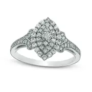 0.50 CT. T.W. Natural Diamond Double Marquise Frame Engagement Ring in Solid 10K White Gold