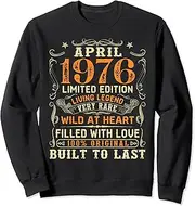 [X.Style] Retro Vintage 47th Birthday April 1976 Limited Edition Sweatshirt ds1865 Sweater (S) Black