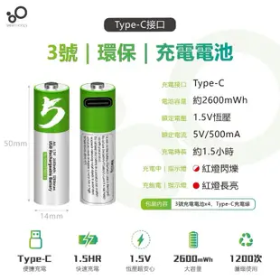 滿額免運Lapo USB TYPEC充電 可充式鋰電池 1.5V 3號電池 環保電池 充電電池 WT-AA01