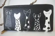 New black & white cat purse wallet