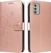 [YBFJCE] Case for Nokia G42, PU Leather Magnetic Flip Folio Kickstand Card Holder Shockproof Protective Cover, Wallet Case for Nokia G42, Rose Gold