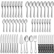 77-Piece Silverware Flatware Set 12 Plus Steak Knives Serving Utensils Stainle