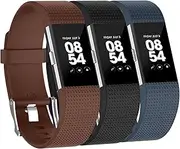 (3 Pack) T Tersely Watch Band Strap for Fitbit Charge 2, Classic Soft TPU Silicone Adjustable Replacement Bands Fitness Sport Bracelet Strap for Fitbit Charge2