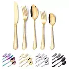 Gold Silverware Set 30 Piece Flatware Cutlery Set for 6 18/10 Stainless Steel...