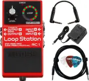 Boss RC-1 Loop Station Bundle with Power Supply, Instrument Cable, Patch Cable,