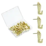 30 Pcs Push Pin Picture Hooks, Zinc Alloy Picture Hanging Nails, Gold