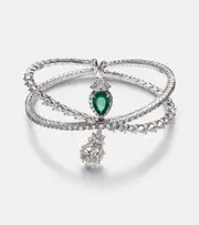[Yeprem] Yeprem Reign Supreme 18kt white gold bangle with diamonds and emerald One Size silver