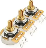 CTS 450G A250K Pots Metric Coarse 18-Spline Brass Short Split Shaft 1/4 Inch 10% Audio Taper Potentiometers for Electric Guitar Bass (Set of 3)