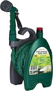 DEKTON Mini Garden Reel Cart with 25ft Expandable Hose | Lightweight Hose Reel with 25ft Stretchable Hose | Easy Wind-Up Design | Ideal for Watering Plants, Lawns & Outdoor Cleaning