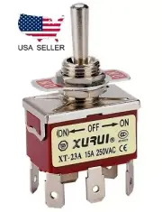 HEAVY DUTY DPDT MOMENTARY~ OFF~ LATCHED - SPADE TERMINAL TOGGLE SWITCH (23AF-1)