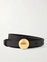[LOEWE] LOEWE - Pebble Embellished Leather Belt - Black - 70 70 Black