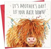 Twizler Funny Mother's Day Card for Mum - Highland Cow - Happy Mothers Day Card from Son or Daughter - Mothering Sunday - Mummy Mothersday Humour