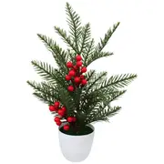 LVD Plastic/Foam Christmas Tree w/ Berries Potted Tabletop Home/Office Decor