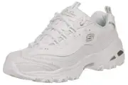 Skechers Sport womens D'LITES FRESH START Memory Foam Lace-up Sneaker,White Silv