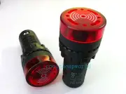 5pcs AC 220V 22mm Red LED Power Indicator Signal Light Pilot Lamp with Buzzer