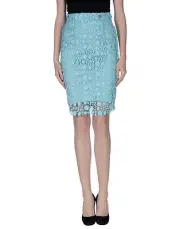 CLASS Roberto Cavalli Pencil Cotton Lace/Crochet Skirt Turquoise Size: IT46/US10