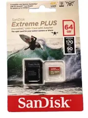 SanDisk Extreme Plus 64GB MicroSDXC UHS-1 Card with Adapter