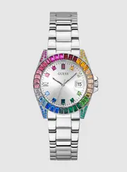 GUESS Women's Silver Opaline Link Watch One Size