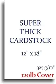 Super Thick 120lb Cover 12" x 18" Cardstock for Inkjet or Laser Printers - 50 Sheets - Heavy Printer Paper - Matte Finish White - Great for Cards, Menu's, Posters, Covers