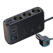 Cigarette Lighter Socket Splitter USB-C Fast Charger Power Adapter Outlet QC PD