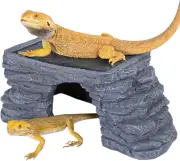 Large Bearded Dragon Basking Platform, 12.5X7X5 Inch Gecko Hide Cave with Heat S