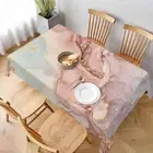Marble Tablecloth Abstract Marble Pattern Oblong TableCloth for Home Party Deocr