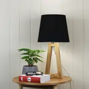 Oriel Lighting EDRA Scandi Table Lamp with Black Cotton Shade