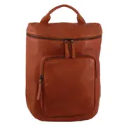 Pierre Cardin Leather Women's Backpack Unisex Backpack 30x15x36cm - Cognac