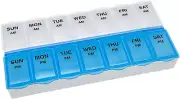 7-Day AM/PM Pill Organizer, Large Compartments, Blue & Clear Lids