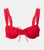 [Faithfull] Faithfull Dinard ruched bikini top AU 14 red