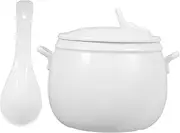 CIYODO Ceramic Stew Pot 450ml Soup Bowl Ladle Versatile for Soup Noodles and Desserts