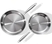 DELARLO Tri-Ply Stainless Steel 10inch and 12inch Frying Pan, Oven Safe Induction Skillet,pots and Pans Set,Suitable for All Stove (Detachable Handle), Silver