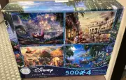 PUzzles : "DIsney/Thomas Kinkade 4 puzzles Age 12+ 500 pieces. P.O.