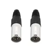 2pcs 4 Pin XLR Male Connector, Microphone Audio Cable Plug Mic Socket,Silver