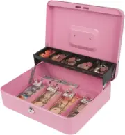 Locking Cash Box with Lock,Money Box with Cash Tray,Lock Safe Box